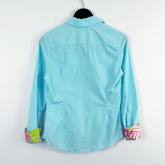 Lilly Pulitzer Blue Gingham Button Down Dress Shirt Size 6 100% Cotton - Picture 8 of 8